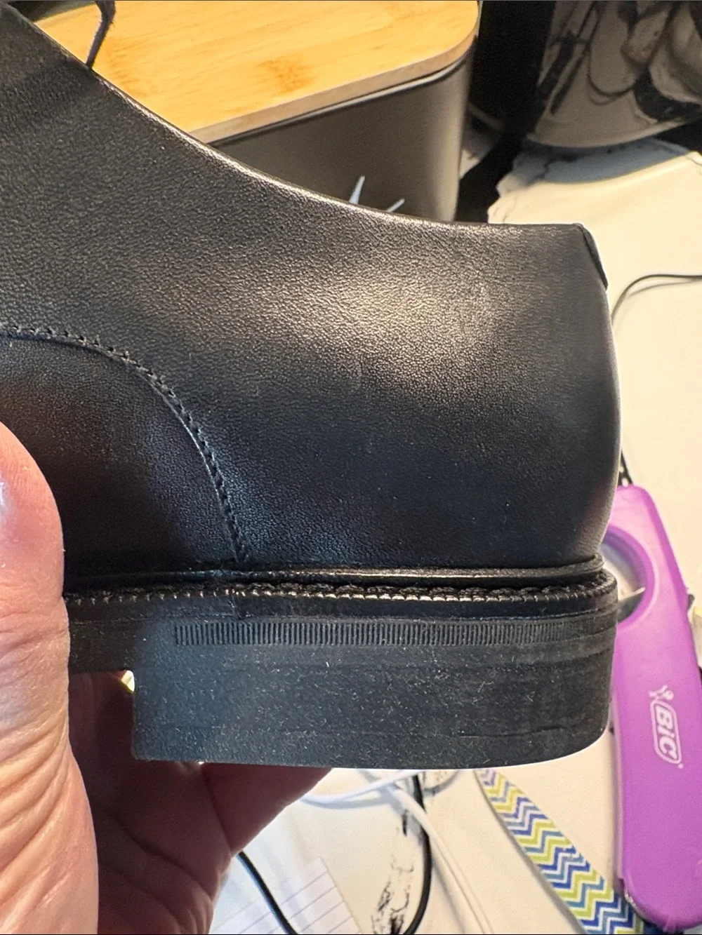 Polo by Ralph Lauren Black Leather Cap-Toe Derby